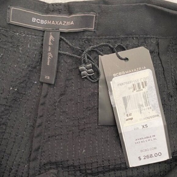 NWT BCBG Max Azria Black Sparkly Sequin Shorts Satin Bow Tie Sz XS - Picture 9 of 10